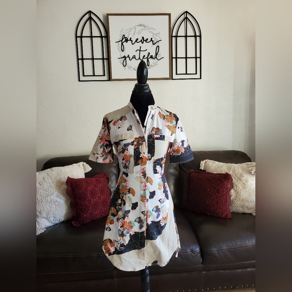 3.1 Philip Lim Target Multi Media Floral Boho Print Full Zip Dress Size XS Retro - Picture 8 of 11